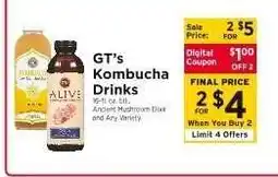 ShopRite GT's Kombucha Drinks offer
