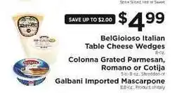 ShopRite BelGioioso Italian Table Cheese Wedges offer