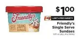 ShopRite Friendly's Single Serve Sundaes offer