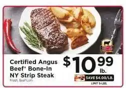 ShopRite Certified Angus Beef Bone-In NY Strip Steak offer