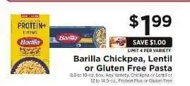 ShopRite Barilla Chickpea, Lentil or Gluten Free Pasta offer