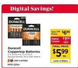 ShopRite Duracell Coppertop Batteries offer