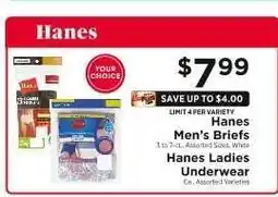 ShopRite Hanes Men's Briefs / Hanes Ladies Underwear offer