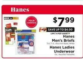 ShopRite Hanes Men's Briefs / Hanes Ladies Underwear offer
