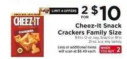 ShopRite Cheez-It Snack Crackers Family Size offer