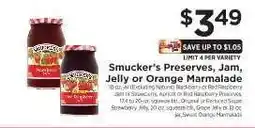 ShopRite Smucker's Preserves, Jam, Jelly or Orange Marmalade offer