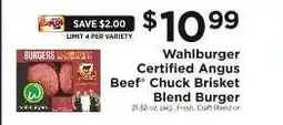 ShopRite Wahlburger Certified Angus Beef Chuck Brisket Blend Burger offer