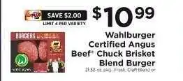 ShopRite Wahlburger Certified Angus Beef Chuck Brisket Blend Burger offer