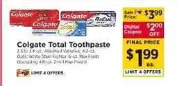 ShopRite Colgate Total Toothpaste offer
