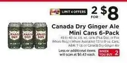 ShopRite Canada Dry Ginger Ale Mini Cans 6-Pack offer