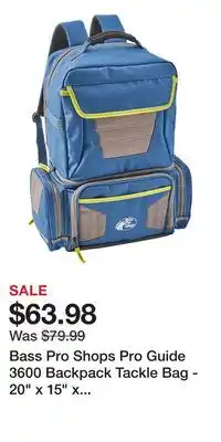 Cabela's Bass Pro Shops Pro Guide 3600 Backpack Tackle Bag - 20 x 15 x 7-1/2 - Bag with Three 3600 Boxes offer