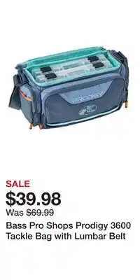 Cabela's Bass Pro Shops Prodigy 3600 Tackle Bag with Lumbar Belt offer
