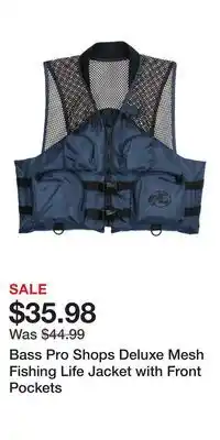 Cabela's Bass Pro Shops Deluxe Mesh Fishing Life Jacket with Front Pockets offer