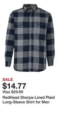 Cabela's RedHead Sherpa-Lined Plaid Long-Sleeve Shirt for Men offer