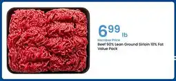 Albertsons Beef 90% Lean Ground Sirloin 10% Fat Value Pack offer
