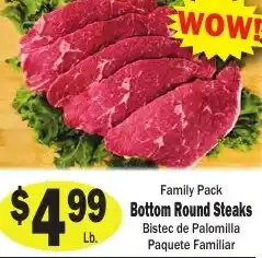 Sellers Bros Family pack bottom round steaks offer