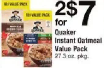 ACME Quaker Instant Oatmeal Value Pack 27.3 oz offer