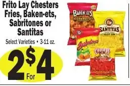 Sellers Bros Frito Lay Chesters Fries, Baken-ets, Sabritones or Santitas offer