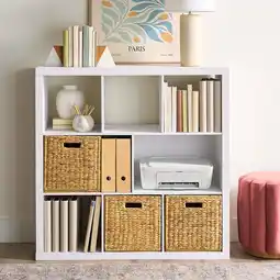 Walmart Better Homes & Gardens 6 Cube Organizer with Storage Cubbies, White Texture offer