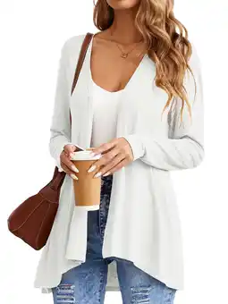 Walmart HOWCOME Women's Long Sleeve Open Front Cardigans Casual Lightweight Cover Ups, White, 2XL offer