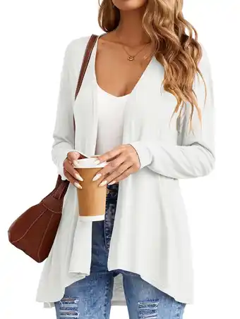 Walmart HOWCOME Women's Long Sleeve Open Front Cardigans Casual Lightweight Cover Ups, White, 2XL offer