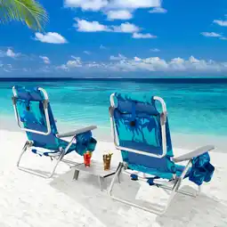 Walmart Gymax 2-Pack Folding Backpack Beach Chair Table Set 5-Position Outdoor Reclining Chair offer