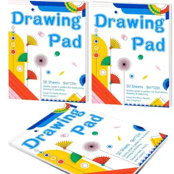 Walmart Kalysky 9 x 12 Inch Large Drawing Paper Pad, 3 Pack, 50 Sheets offer