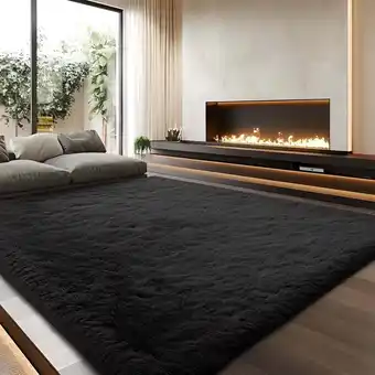 Walmart Pentantan Shag Area Rugs, 5ft x 8ft Soft Fluffy Indoor Carpet for Living Room Bedroom Decor, Black offer