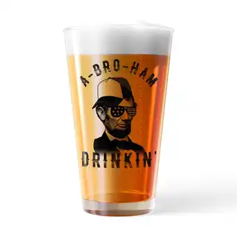 Walmart Abroham Drinkin Pint Glass Funny Sarcastic Fourth Of July Abe Lincoln Graphic Cup-16 oz offer