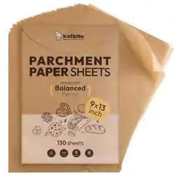Walmart Katbite 130 Pcs 9x13 Inch Unbleached Parchment Paper Sheets, Non-Stick, Balanced Series offer