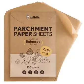 Walmart Katbite 130 Pcs 9x13 Inch Unbleached Parchment Paper Sheets, Non-Stick, Balanced Series offer