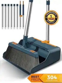 Walmart BIMZUC Broom and Dustpan Set, Extendable to 50.4'' Long Handle Broom and Dustpan Set for Home, Blue offer
