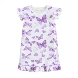 Walmart DDSOL Toddler Girls Nightgown Butterfly Sleep Dress Ruffle Sleeves Sleepwear White 4T offer