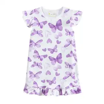 Walmart DDSOL Toddler Girls Nightgown Butterfly Sleep Dress Ruffle Sleeves Sleepwear White 4T offer