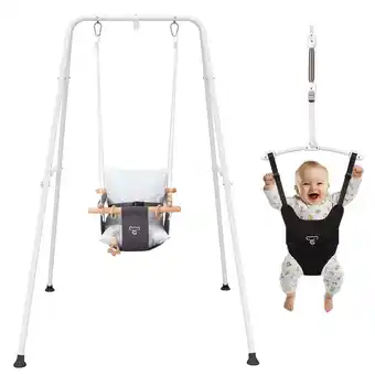 Walmart 2 in 1 Baby Jumper, Toddler Swing and Bouncer, Indoor Outdoor Baby Swings for Infants, Gray offer