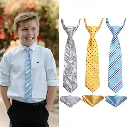 Walmart 3pcs Boys Pre-Tied Neckties & Pocket Square Set Adjustable Neck Strap Tie for Kids School offer