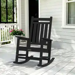 Walmart SERWALL Outdoor Rocking Chair, HDPE Patio Rocker for Lawn, Porch, Black offer