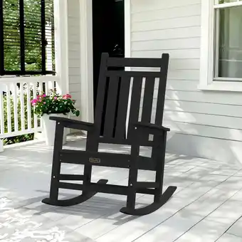 Walmart SERWALL Outdoor Rocking Chair, HDPE Patio Rocker for Lawn, Porch, Black offer