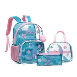Walmart IvyH 3PCS Clear Backpack Mermaid Transparent Bag with Lunch Bag Pen Case offer