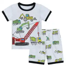 Walmart DDSOL Toddler Pajamas Boy Excavator Pjs Short Sleeves 2-Pieces Sleepwear Sets Cotton Gray 3T offer
