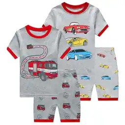 Walmart DDSOL Toddler Pajamas Boy Car Pjs Short Sleeves 4-Pieces Sleepwear Sets Cotton Gray 3T offer