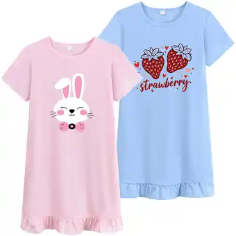Walmart Little Hand Girls Graphic Nightgowns 2pcs Summer Dresses Cotton Sleepwear for Kids Clothes 7T offer