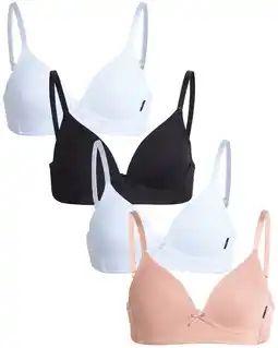 Walmart Girls' Training Bra - 4 Pack A-Cup Molded Wire-Free Microfiber Bralette (32A-36A) offer