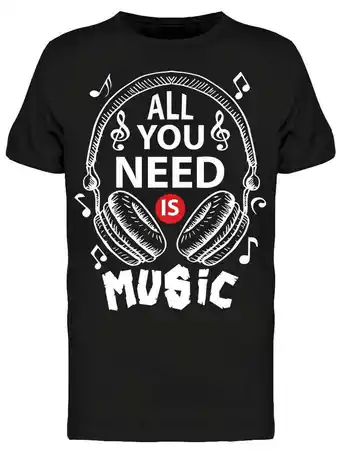 Walmart All You Need Is Music Graphic T-Shirt Men -Image by Shutterstock, Male Small offer