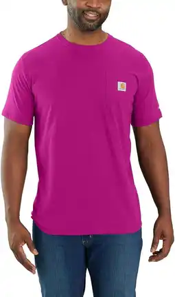 Walmart Carhartt Men's Force Relaxed Fit Midweight Short Sleeve Pocket Tee Shirt Magenta Agate (Large) offer