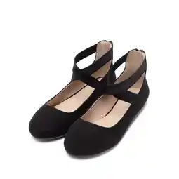 Walmart BURUDANI Mary Jane Shoes For Women Ladies Ballet Flats With Elastic Crossed Ankle Strap offer