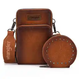 Walmart Wrangler RFID Blocking Crossbody Women's Purse Cell Phone Wallet, Light Brown offer