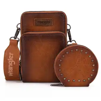 Walmart Wrangler RFID Blocking Crossbody Women's Purse Cell Phone Wallet, Light Brown offer