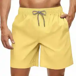 Walmart MADHERO Men's Swim Trunks with Mesh Lining Quick Dry Shorts Bathing Suit Swimwear Yellow Size XL offer