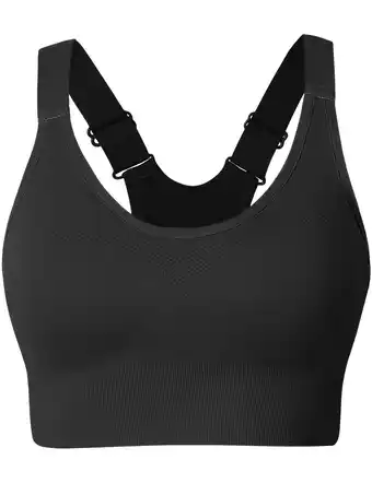 Walmart Hanerdun Womens Racerback Sports Bras Adjustable Padded Yoga Workout Bra Black M offer